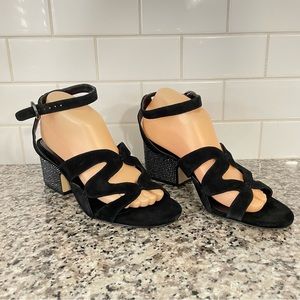 Michael Kors Black Suede Sandals with Rhinestones